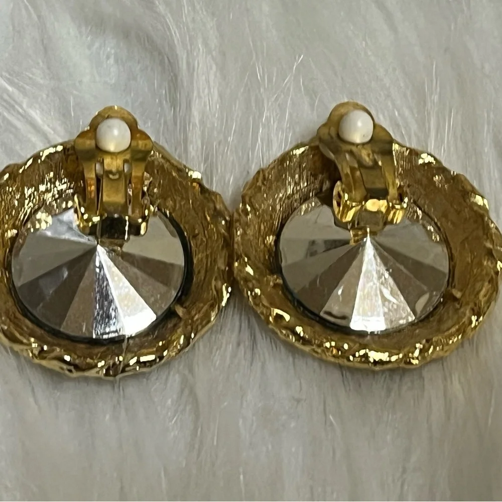 Vintage Bright Aqua Runway Style Clip Earrings